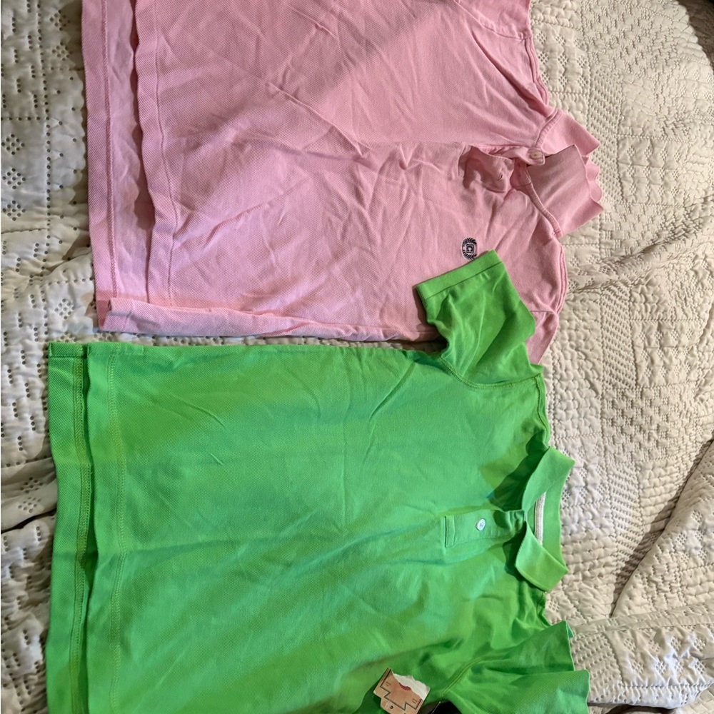 Green and Pink Kids Polo Shirts